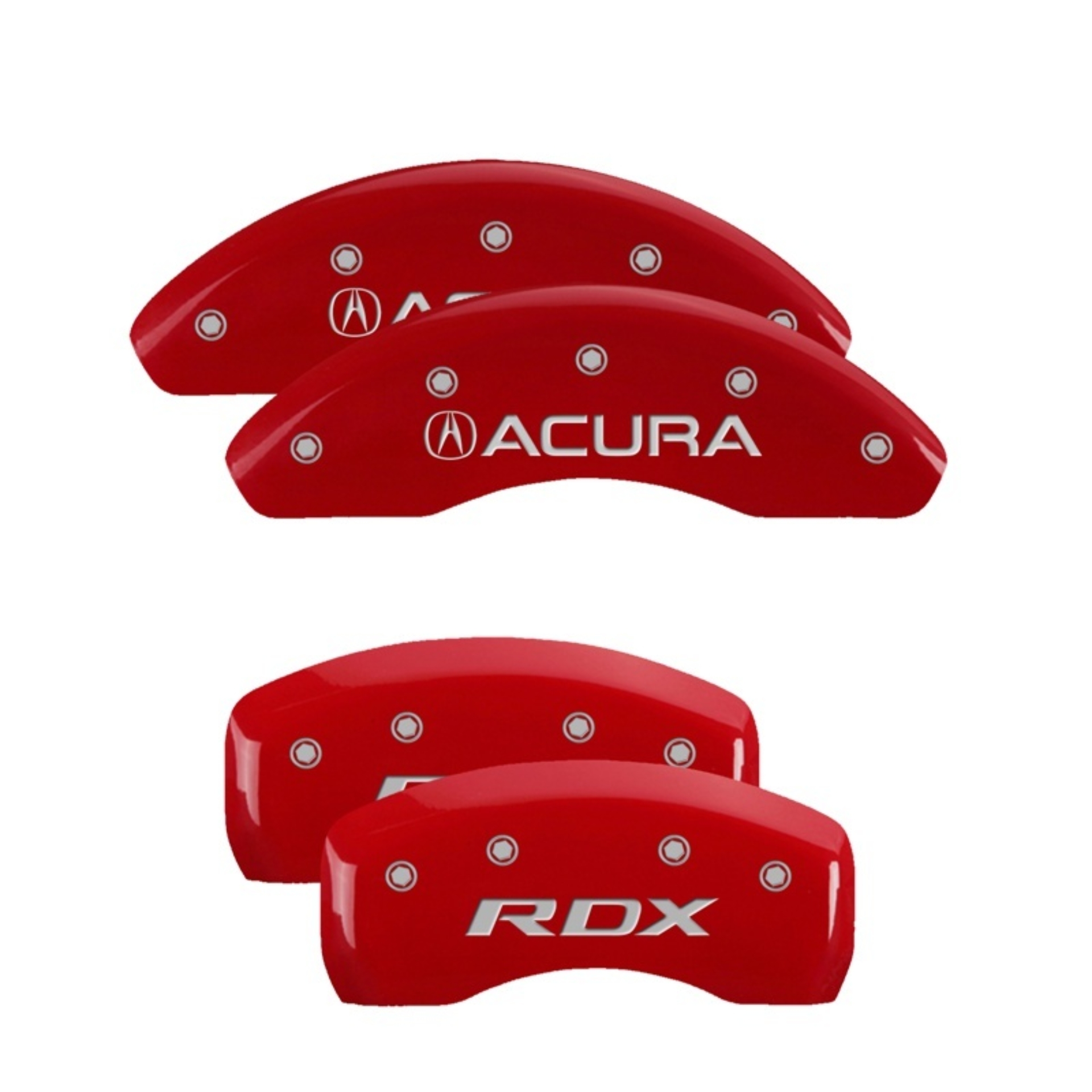 Picture of MGP 4 Caliper Covers Front Acura Rear RDX Red Finish Silver Characters (Req 18in+ Wheel)