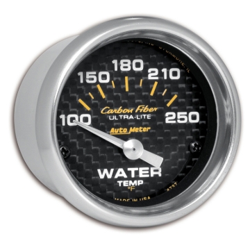Picture of Autometer Carbon Fiber 52mm 100-250 Deg F Electronic Water Temp Gauge