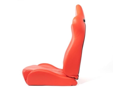 Picture of NRG Reclinable Sport Seats (Pair) The Arrow Red Vinyl w/ Pressed NRG Logo w/ Red Stitch