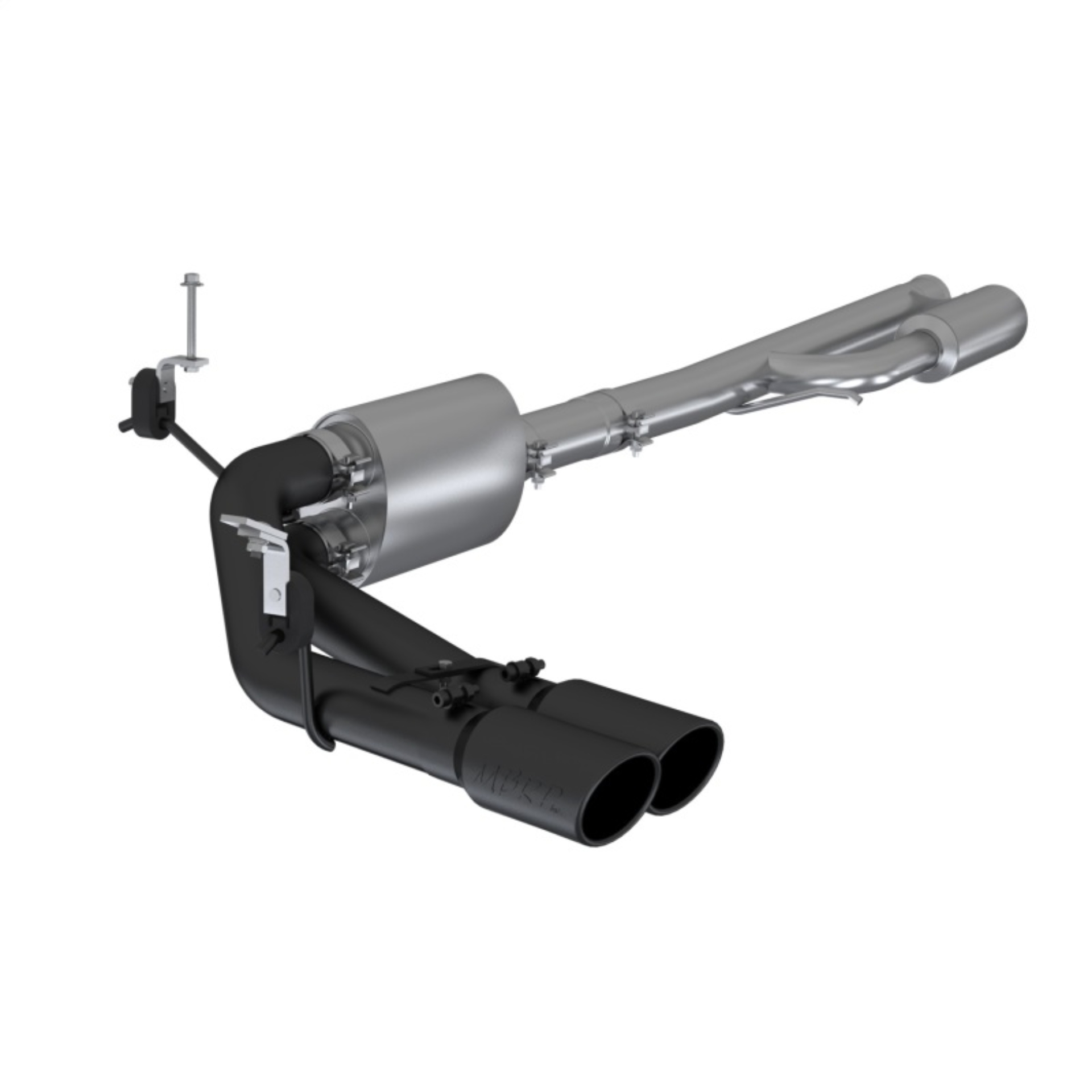 Picture of MBRP 2019+ Chevrolet Silverado 1500 4.5L/5.3L Pre-Axle Dual Side Exit w/ 4in OD Tip- Black Coated