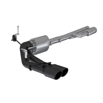 Picture of MBRP 2019+ Chevrolet Silverado 1500 4.5L/5.3L Pre-Axle Dual Side Exit w/ 4in OD Tip- Black Coated