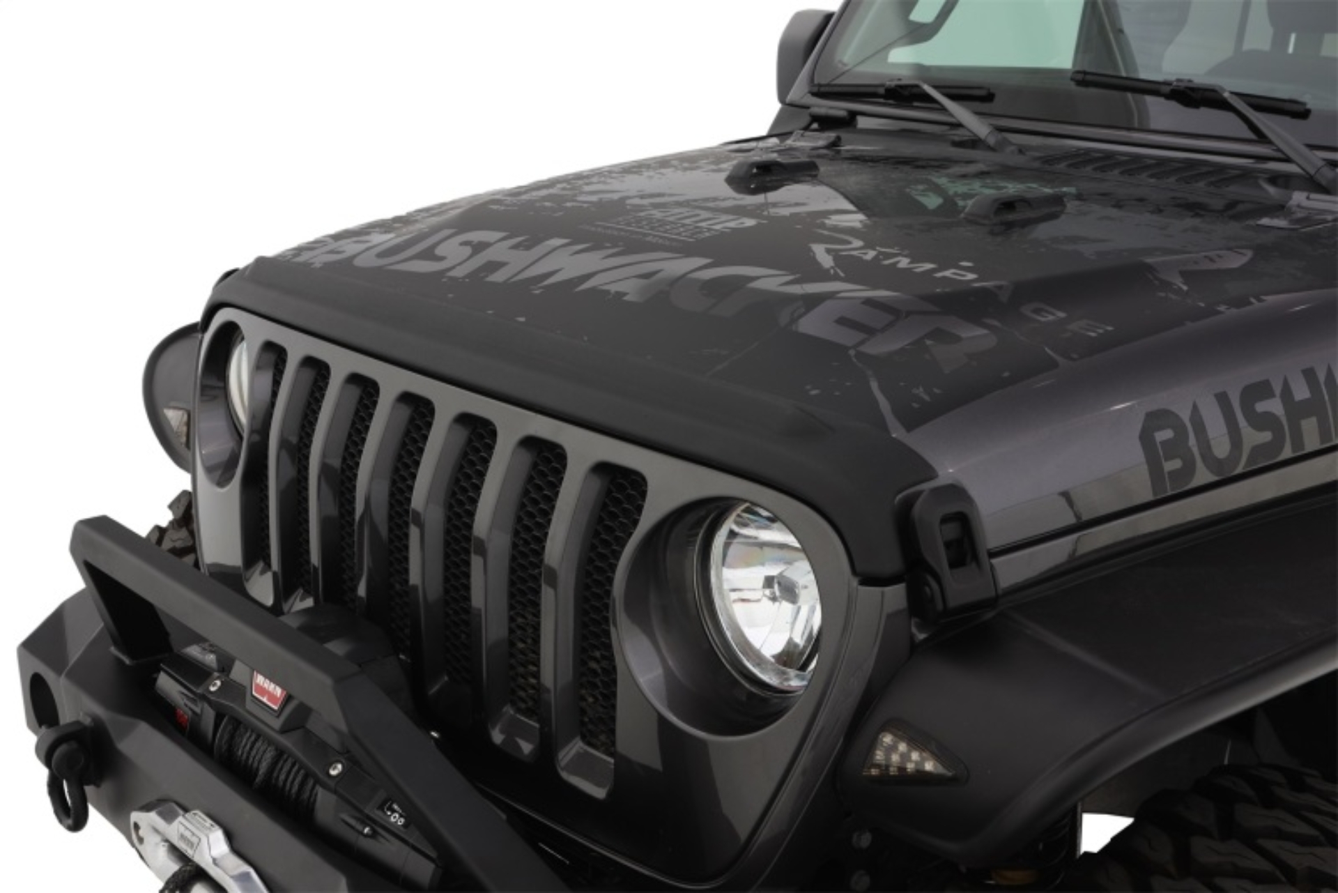 Picture of Bushwacker 18-19 Jeep Wrangler Rubicon/Sport//Unlimited/Sport S Hood Stone Guard- Black