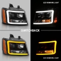 Picture of ANZO 07-14 Chevy Tahoe Projector Headlights w/ Plank Style Design Black w/ Amber