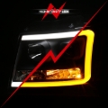 Picture of ANZO 07-14 Chevy Tahoe Projector Headlights w/ Plank Style Design Black w/ Amber