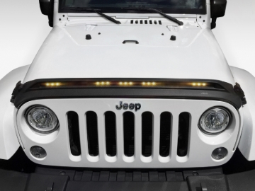 Picture of AVS 2007-2018 Jeep Wrangler JK Aeroskin Low Profile Hood Shield w/ Lights - Black