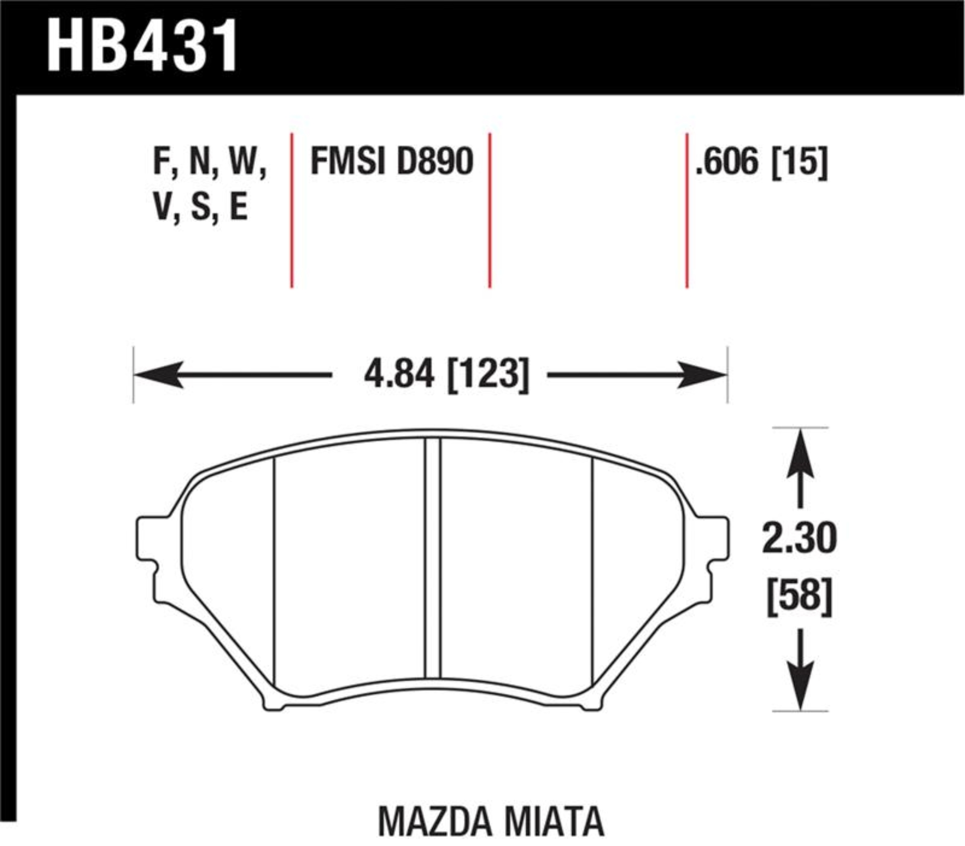 Picture of Hawk Performance HAWK HPS Brake Pad Sets - HB431F.606