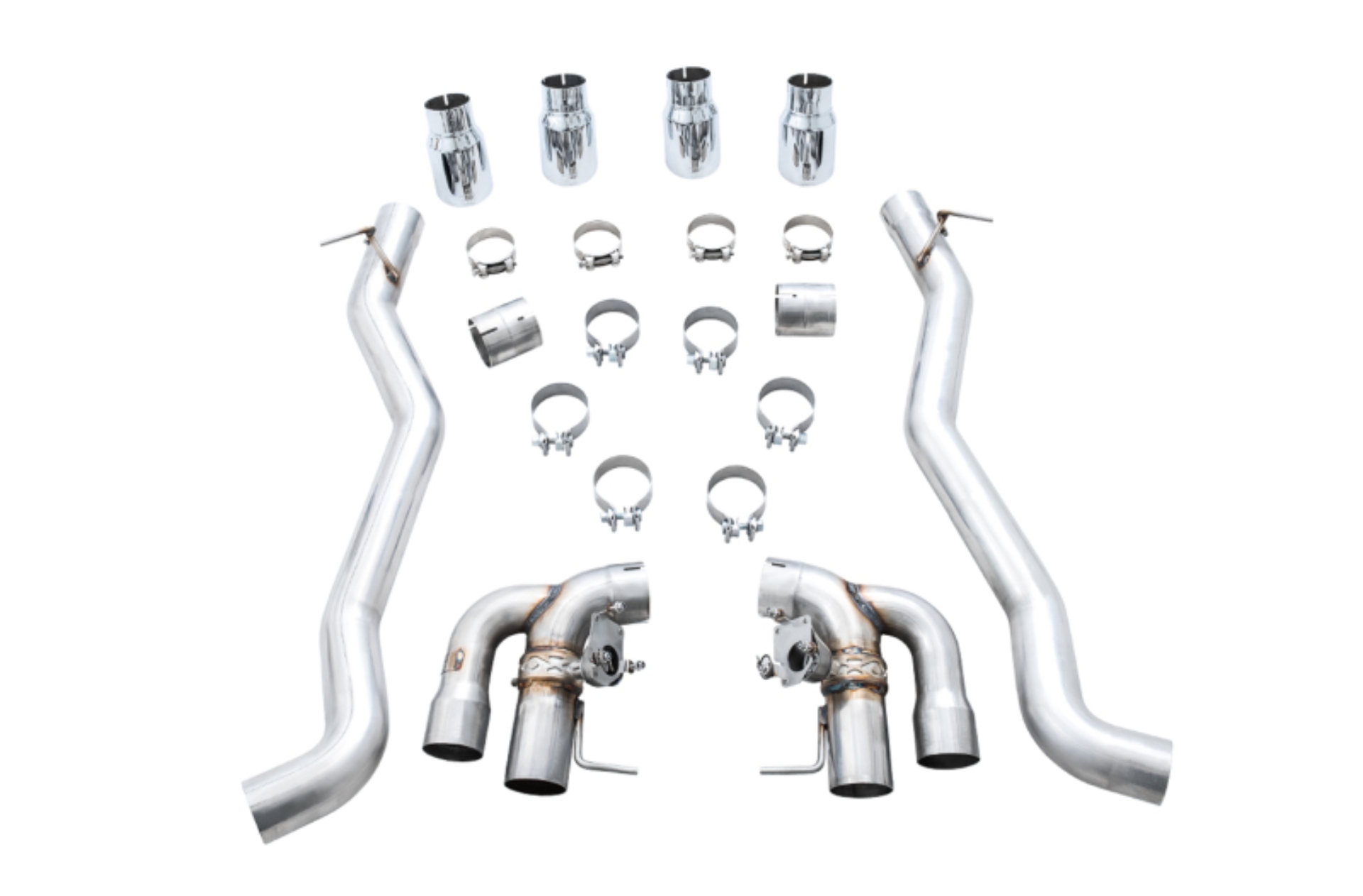 Picture of AWE Tuning 18-19 BMW M5 (F90) 4.4T AWD SwitchPath Axle-Back Exhaust - Chrome Silver Tips