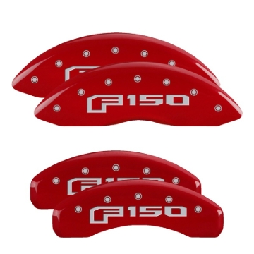 Picture of MGP 4 Caliper Covers Engraved Front & Rear Red Finish Silver F-150 (2015)