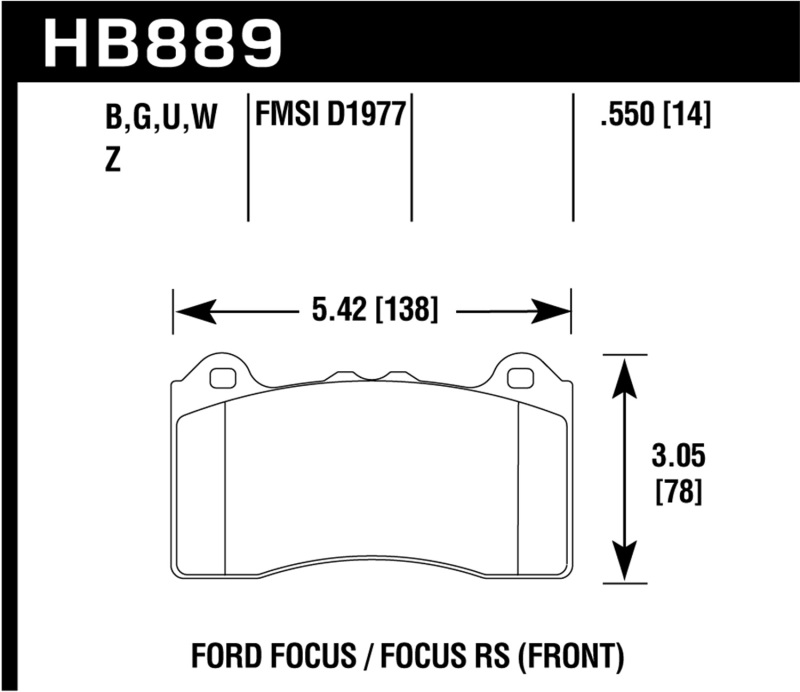 Picture of Hawk Performance HAWK HP+ Brake Pad Sets - HB889N.550