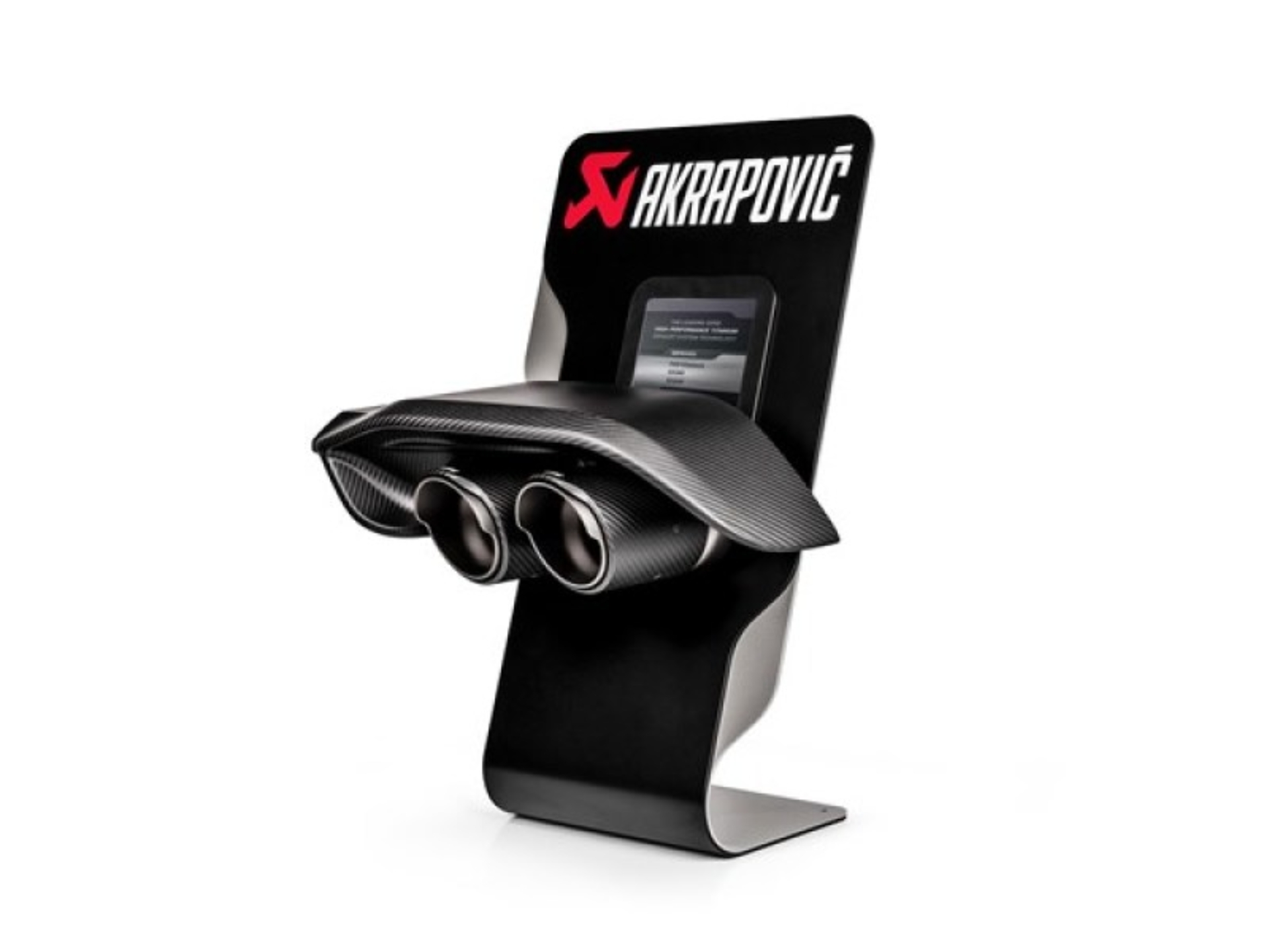 Picture of Akrapovic Counter Display with Sample Tail Pipe Set and Carbon Diffuser (High Gloss)