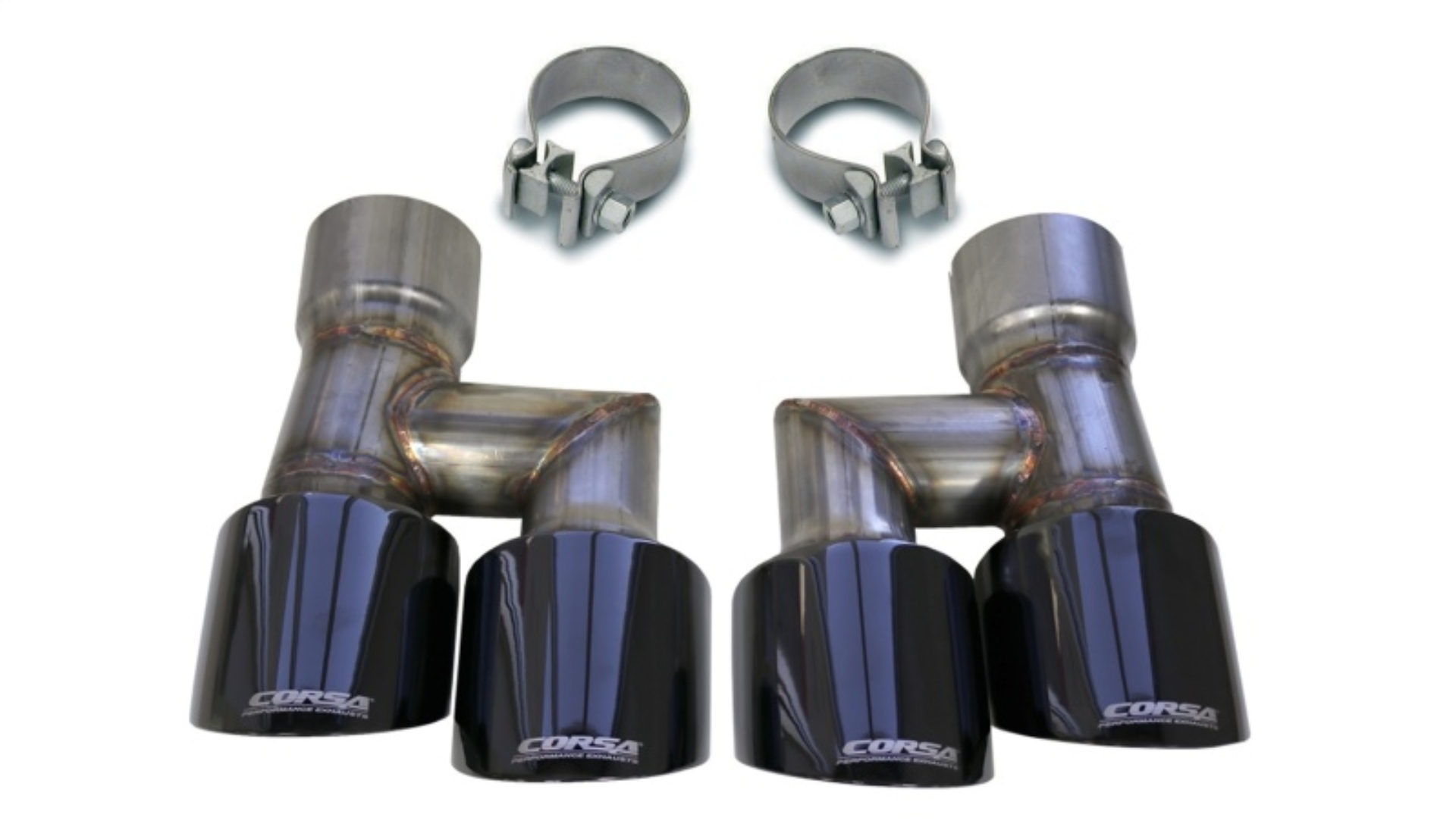 Picture of Corsa 2018-2023 Ford Mustang Eco 2.3L Twin 4in Black PVD Pro-Series Tip Kit (Clamps Included)