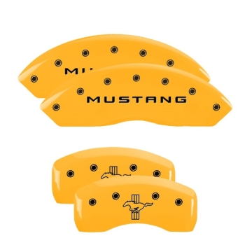 Picture of MGP 4 Caliper Covers Engraved Front Mustang Rear Bar & Pony Yellow Finish Blk Char 2004 Ford Mustang