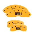 Picture of MGP 4 Caliper Covers Engraved Front & Rear Mach 1 Yellow Finish Black Char 2004 Ford Mustang
