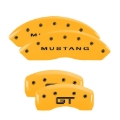 Picture of MGP 4 Caliper Covers Engraved Front Mustang Rear S197/GT Yellow Finish Black Char 2003 Ford Mustang