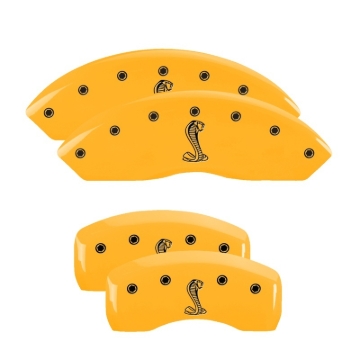Picture of MGP 4 Caliper Covers Engraved Front & Rear Tiffany Snake Yellow Finish Black Char 2004 Ford Mustang