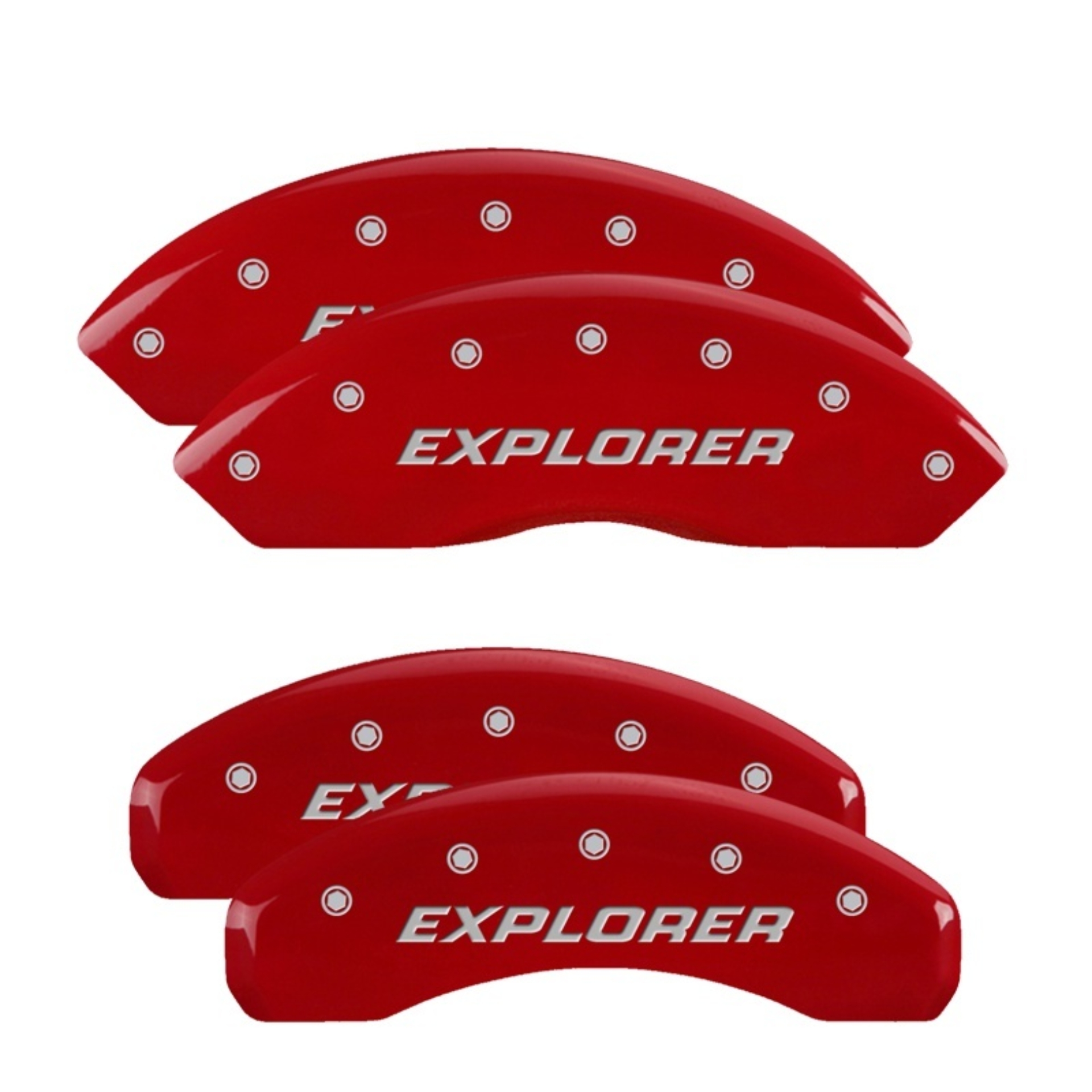 Picture of MGP 4 Caliper Covers Engraved Front & Rear Explorer/2011 Red Finish Silver Char 2009 Ford Explorer