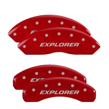 Picture of MGP 4 Caliper Covers Engraved Front & Rear Explorer/2011 Red Finish Silver Char 2009 Ford Explorer