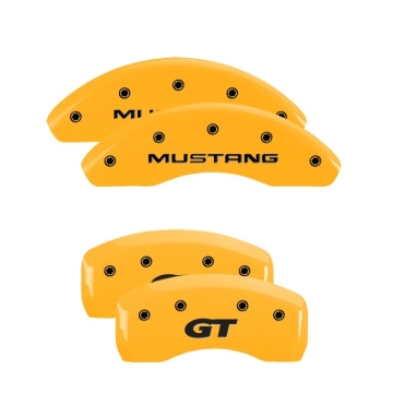 Picture of MGP 4 Caliper Covers Engraved Front Mustang Rear Sn95/Gt Yellow Finish Black Char 1997 Ford Mustang