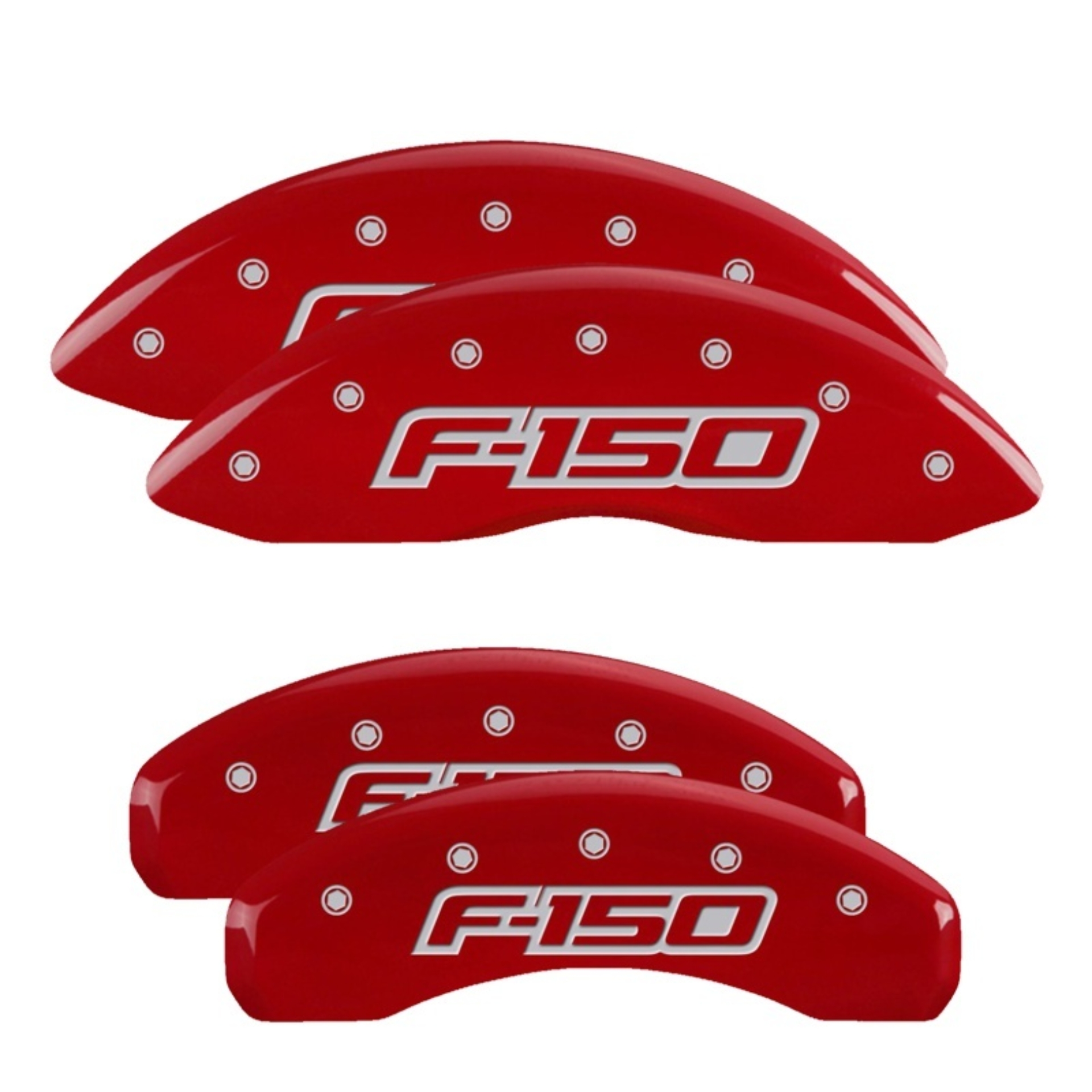 Picture of MGP 4 Caliper Covers Engraved Front & Rear Oval Logo/Ford Red Finish Silver Char 2014 Ford F-150