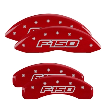 Picture of MGP 4 Caliper Covers Engraved Front & Rear Oval Logo/Ford Red Finish Silver Char 2014 Ford F-150
