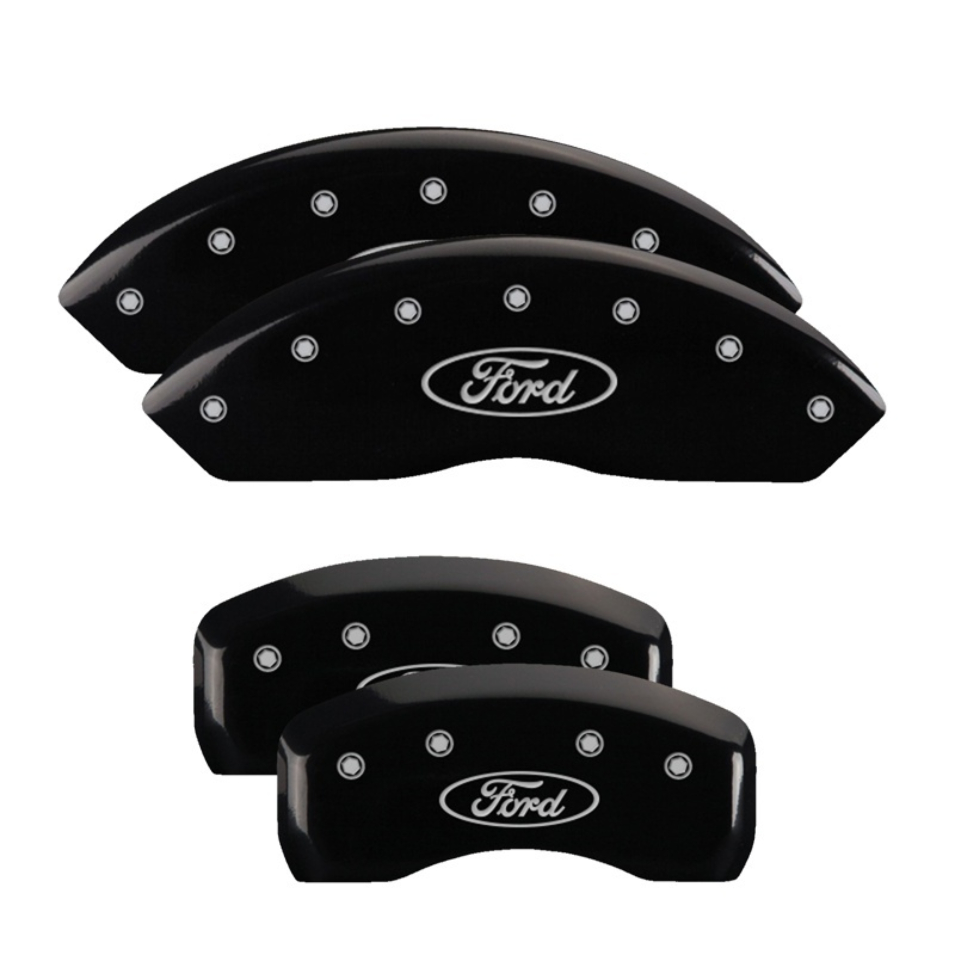 Picture of MGP 4 Caliper Covers Engraved Front & Rear Oval Logo/Ford Black Finish Silver Char 2017 Ford Fusion