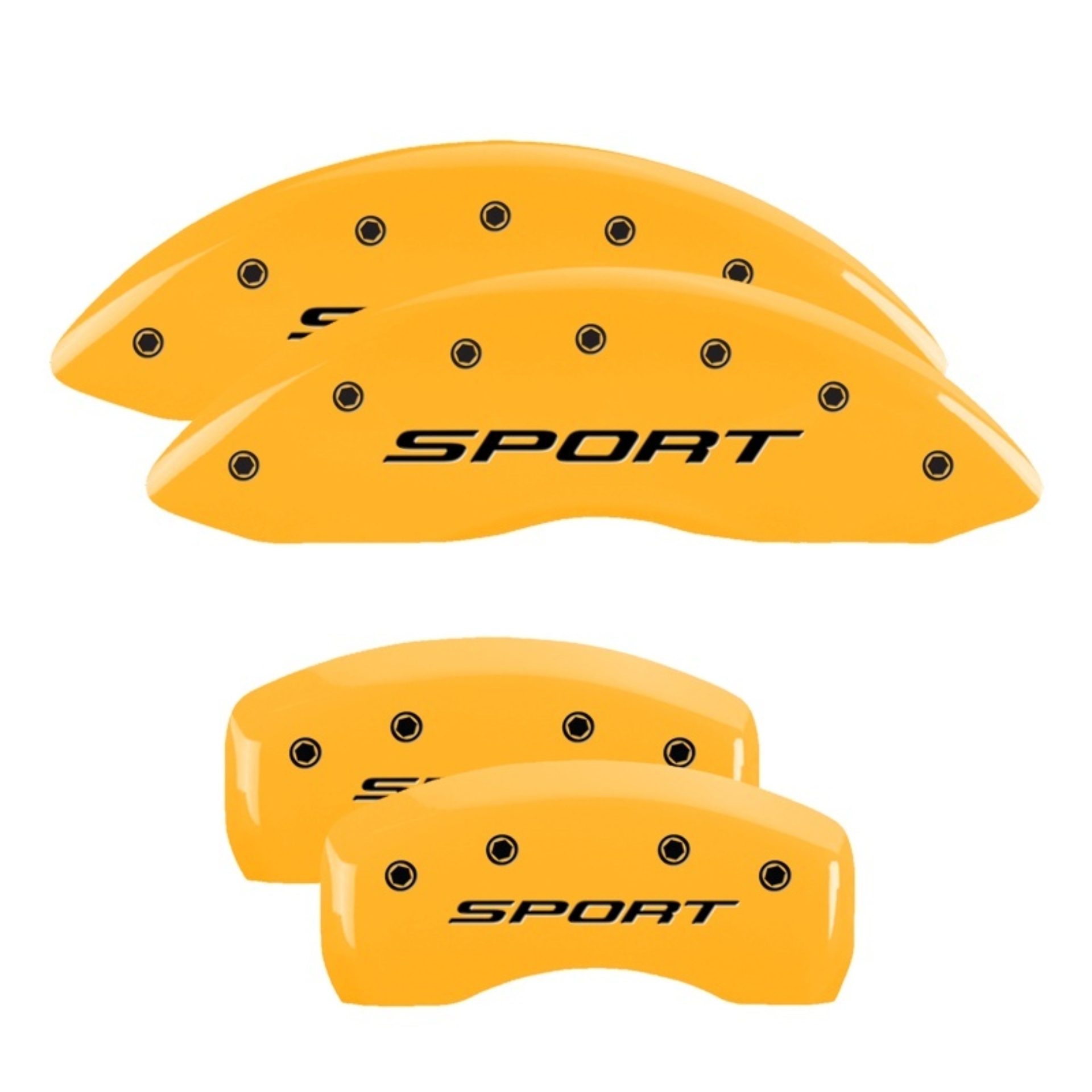 Picture of MGP 4 Caliper Covers Engraved Front & Rear 2015/Sport Yellow Finish Black Char 2017 Ford Fusion