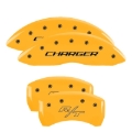 Picture of MGP 4 Caliper Covers Engraved Front Charger Rear RT Yellow Finish Black Char 2006 Dodge Charger