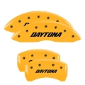 Picture of MGP 4 Caliper Covers Engraved Front & Rear Daytona Yellow Finish Black Char 2006 Dodge Charger