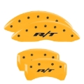Picture of MGP 4 Caliper Covers Engraved Front & Rear RT1-Truck Yellow Finish Black Char 2006 Dodge Charger