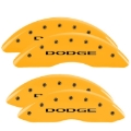 Picture of MGP 4 Caliper Covers Engraved Front & Rear Dodge Yellow Finish Black Char 2010 Dodge Ram 3500