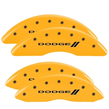 Picture of MGP 4 Caliper Covers Engraved F & R Stripes/Dodge Yellow Finish Black Char 2010 Dodge Ram 3500