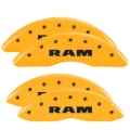 Picture of MGP 4 Caliper Covers Engraved Front & Rear Ram Yellow Finish Black Char 2010 Dodge Ram 2500