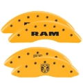Picture of MGP 4 Caliper Covers Engraved Front Ram Rear Ramhead Yellow Finish Black Char 2010 Dodge Ram 2500