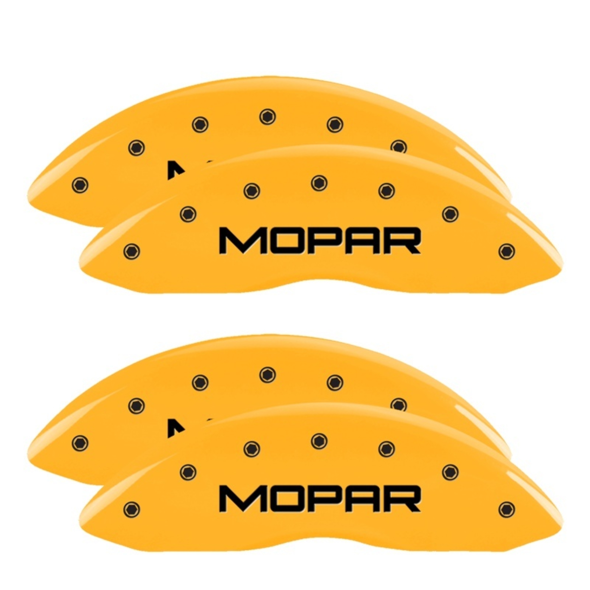 Picture of MGP 4 Caliper Covers Engraved Front & Rear Mopar Yellow Finish Black Char 2001 Dodge Viper