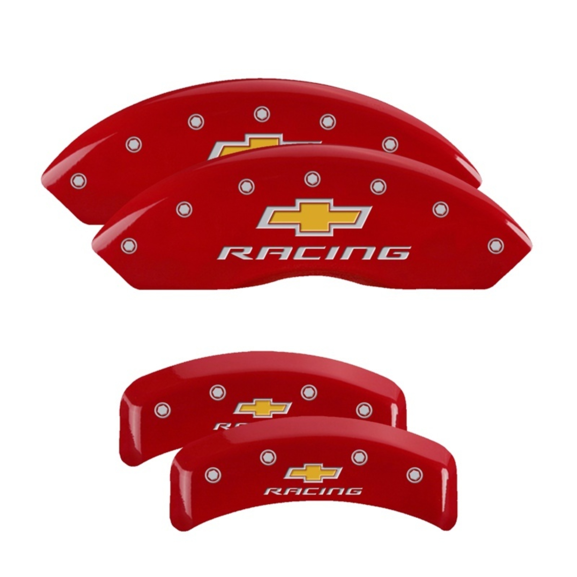 Picture of MGP 4 Caliper Covers Engraved F & R Chevy Racing Red Finish Silver Char 1988 Chevrolet Corvette