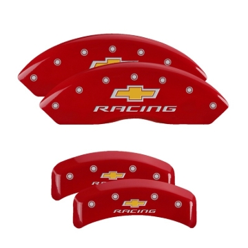 Picture of MGP 4 Caliper Covers Engraved F & R Chevy Racing Red Finish Silver Char 1988 Chevrolet Corvette