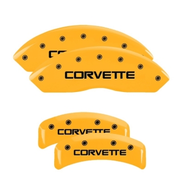 Picture of MGP 4 Caliper Covers Engraved F & R C4/Corvette Yellow Finish Black Char 1988 Chevrolet Corvette