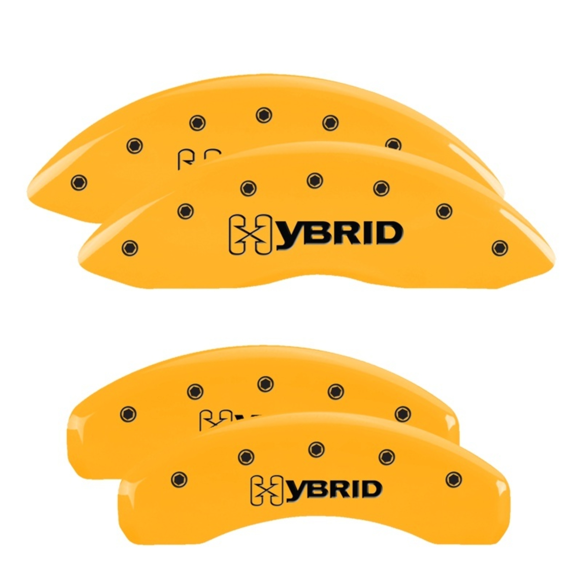 Picture of MGP 4 Caliper Covers Engraved F & R GM Style Yellow Finish Black Char 2005 Chevy Silverado 1500