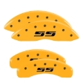 Picture of MGP 4 Caliper Covers Engraved Front & Rear Silverado SS Yellow Finish Black Char 2001 Chevy Tahoe