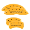 Picture of MGP 4 Caliper Covers Engraved Front Camaro Rear Gen 4/Ss Yellow Finish Black Char 1998 Chevy Camaro