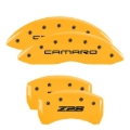 Picture of MGP 4 Caliper Covers Engraved Front Camaro Rear Z28 Yellow Finish Black Char 2000 Chevy Camaro