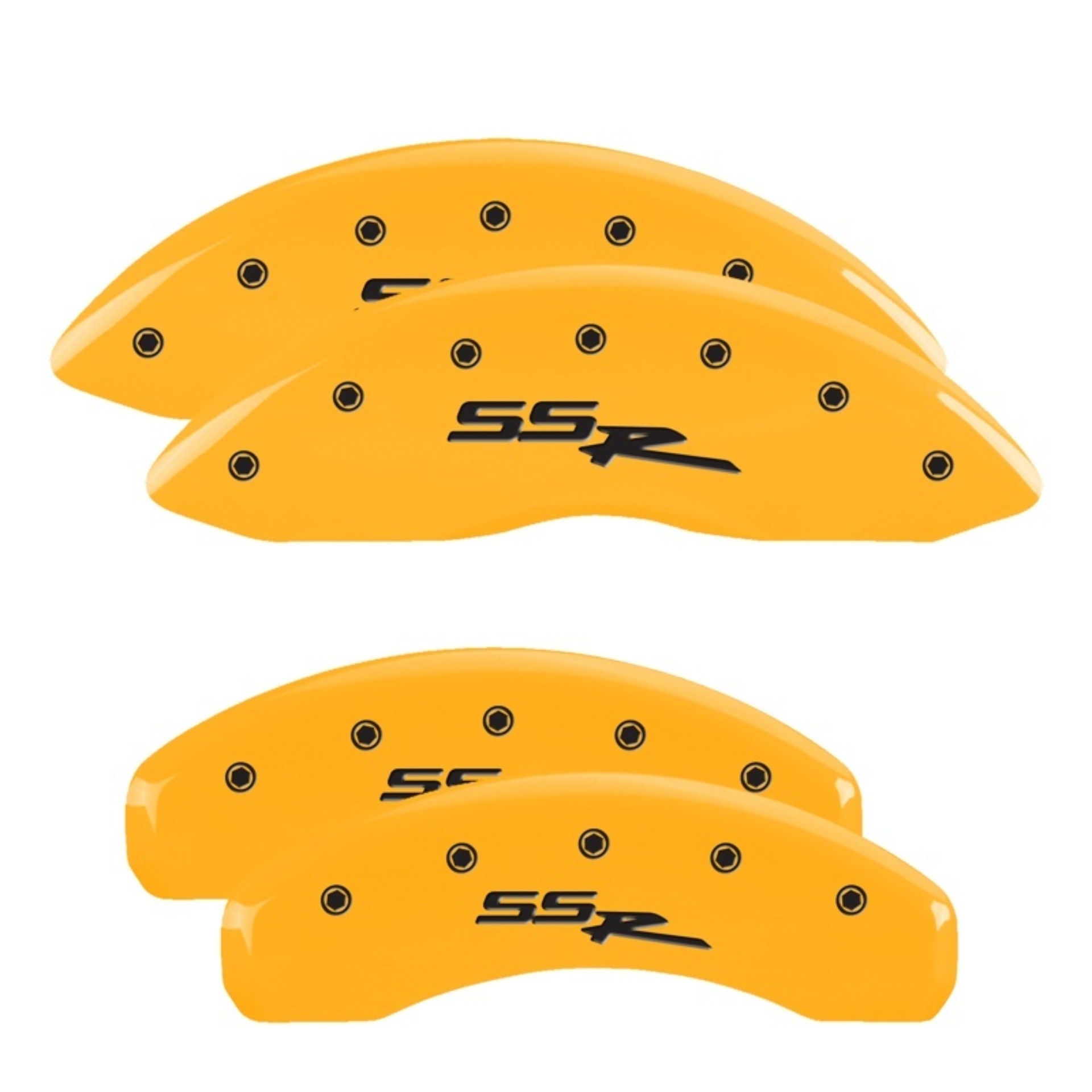 Picture of MGP 4 Caliper Covers Engraved Front & Rear Ssr Yellow Finish Black Char 2004 Chevrolet SSR
