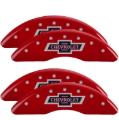 Picture of MGP 4 Caliper Covers Engraved F & R 100th Anniv Red Finish Silver Char 2019 Chevy Silverado 3500 HD