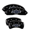 Picture of MGP 4 Caliper Covers Engraved F & R 100 Anniversary Black Finish Silver Char 2019 Chevrolet Colorado