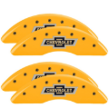 Picture of MGP 4 Caliper Covers Engraved F & R 100th Anniv Yellow Finish Black Char 2019 Chevy Silverado 2500HD
