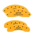 Picture of MGP 4 Caliper Covers Engraved F & R Chevy Racing Yellow Finish Black Char 2017 Chevrolet Camaro