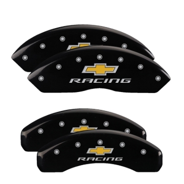 Picture of MGP 4 Caliper Covers Engraved F & R Chevy Racing Black Finish Silver Char 2017 Chevrolet Camaro