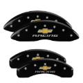 Picture of MGP 4 Caliper Covers Engraved Front & Rear Chevy Racing Black Finish Silver Char 2016 Chevrolet SS