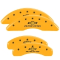 Picture of MGP 4 Caliper Covers Engraved F & R Chevy Racing Yellow Finish Black Char 2016 Chevrolet Camaro