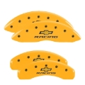 Picture of MGP 4 Caliper Covers Engraved Front & Rear Chevy Racing Yellow Finish Black Char 2016 Chevrolet SS